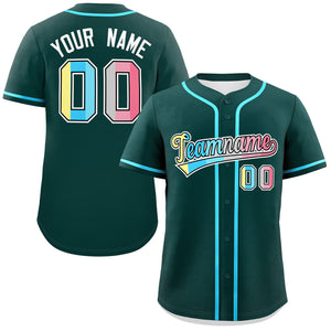 Custom Midnight Green Genderflux For Pride Month Classic Style Authentic Baseball Jersey