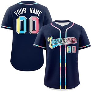 Custom Navy Genderflux For Pride Month Classic Style Authentic Baseball Jersey