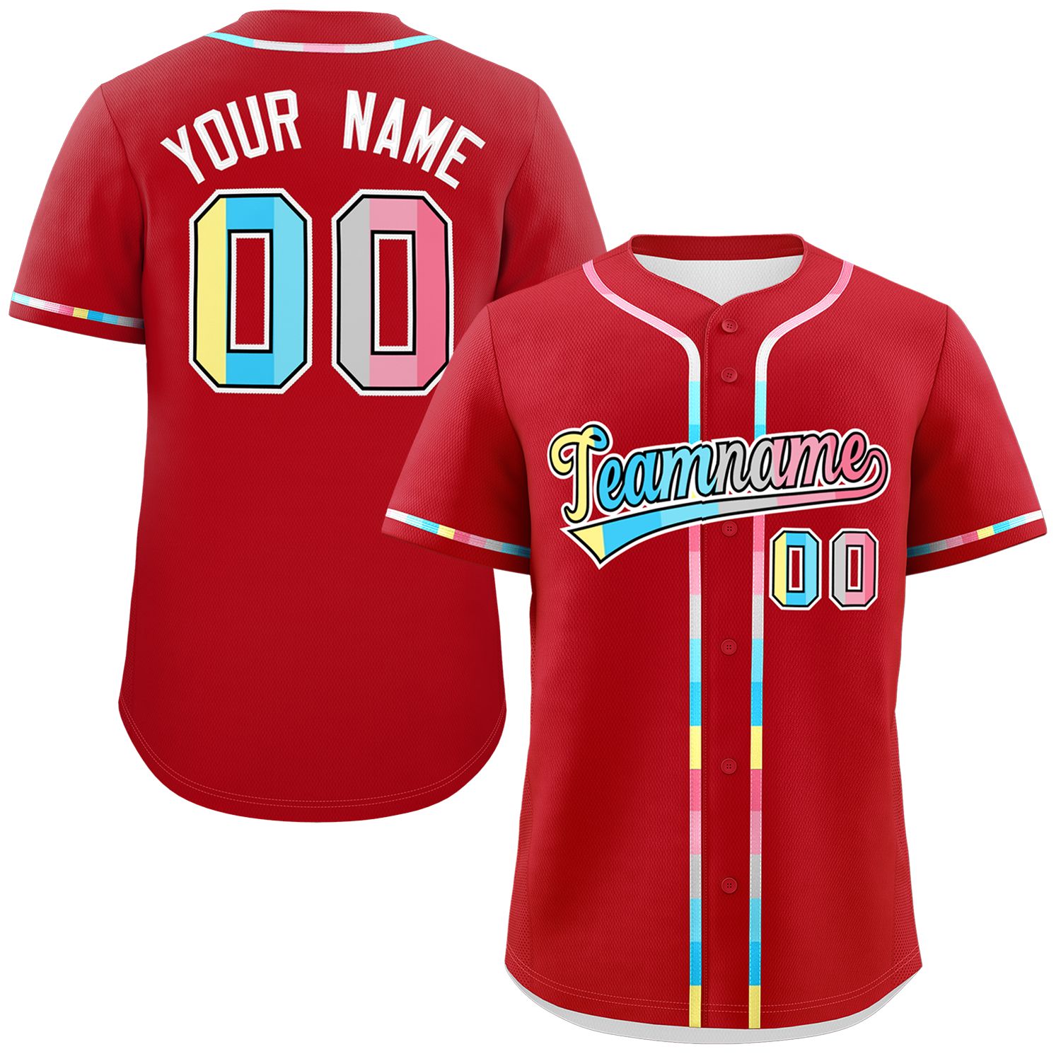 Custom Red Genderflux For Pride Month Classic Style Authentic Baseball Jersey