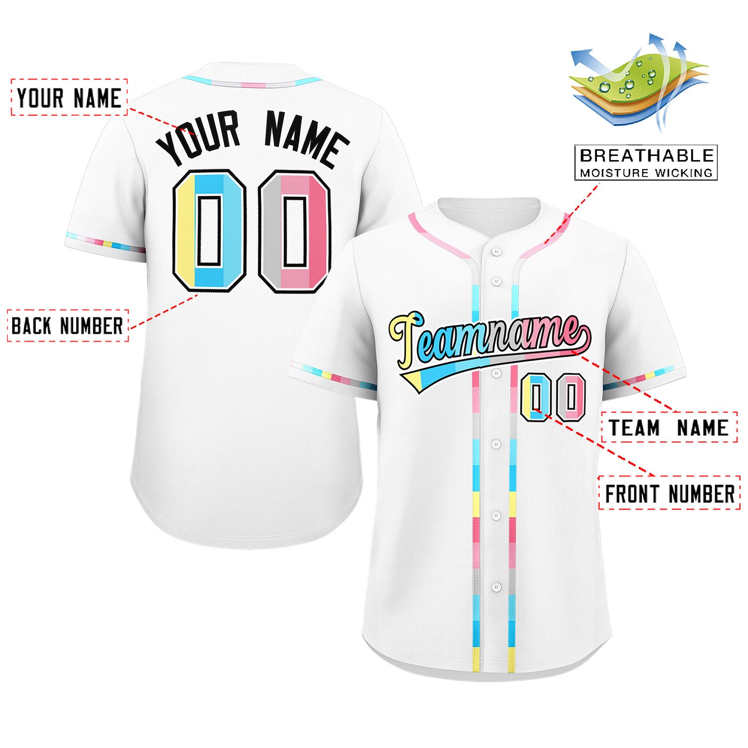 Custom White Genderflux For Pride Month Classic Style Authentic Baseball Jersey