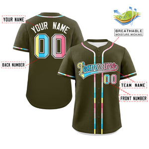 Custom Olive Genderflux For Pride Month Classic Style Authentic Baseball Jersey