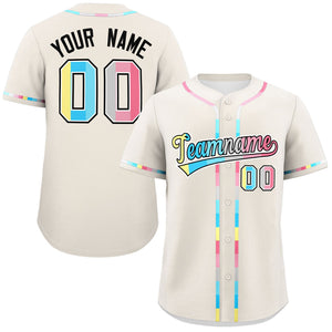 Custom Cream Genderflux For Pride Month Classic Style Authentic Baseball Jersey