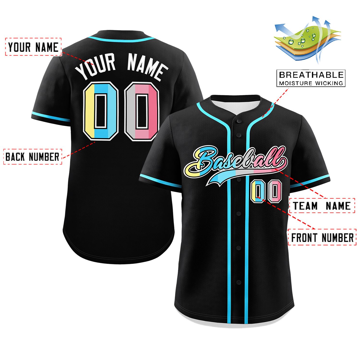 Custom Black Genderflux For Pride Month Classic Style Authentic Baseball Jersey