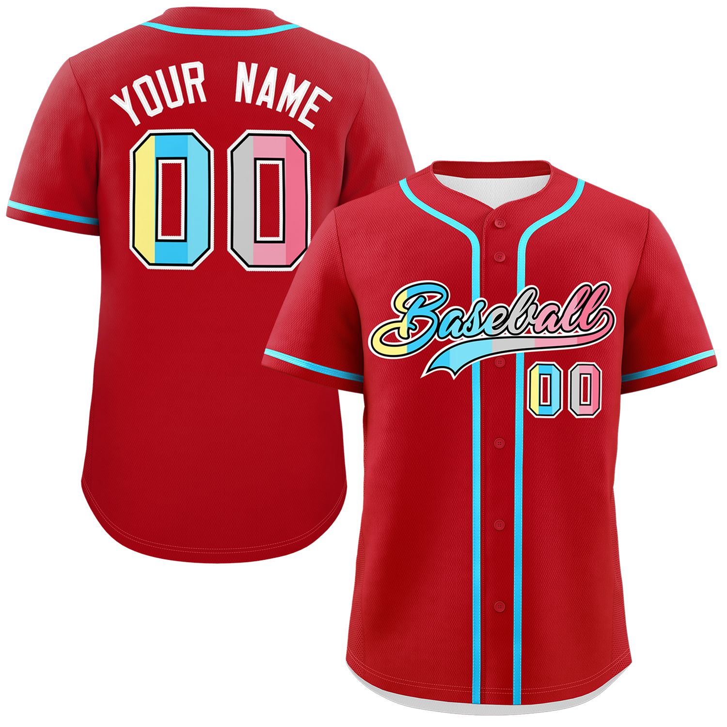 Custom Red Genderflux For Pride Month Classic Style Authentic Baseball Jersey