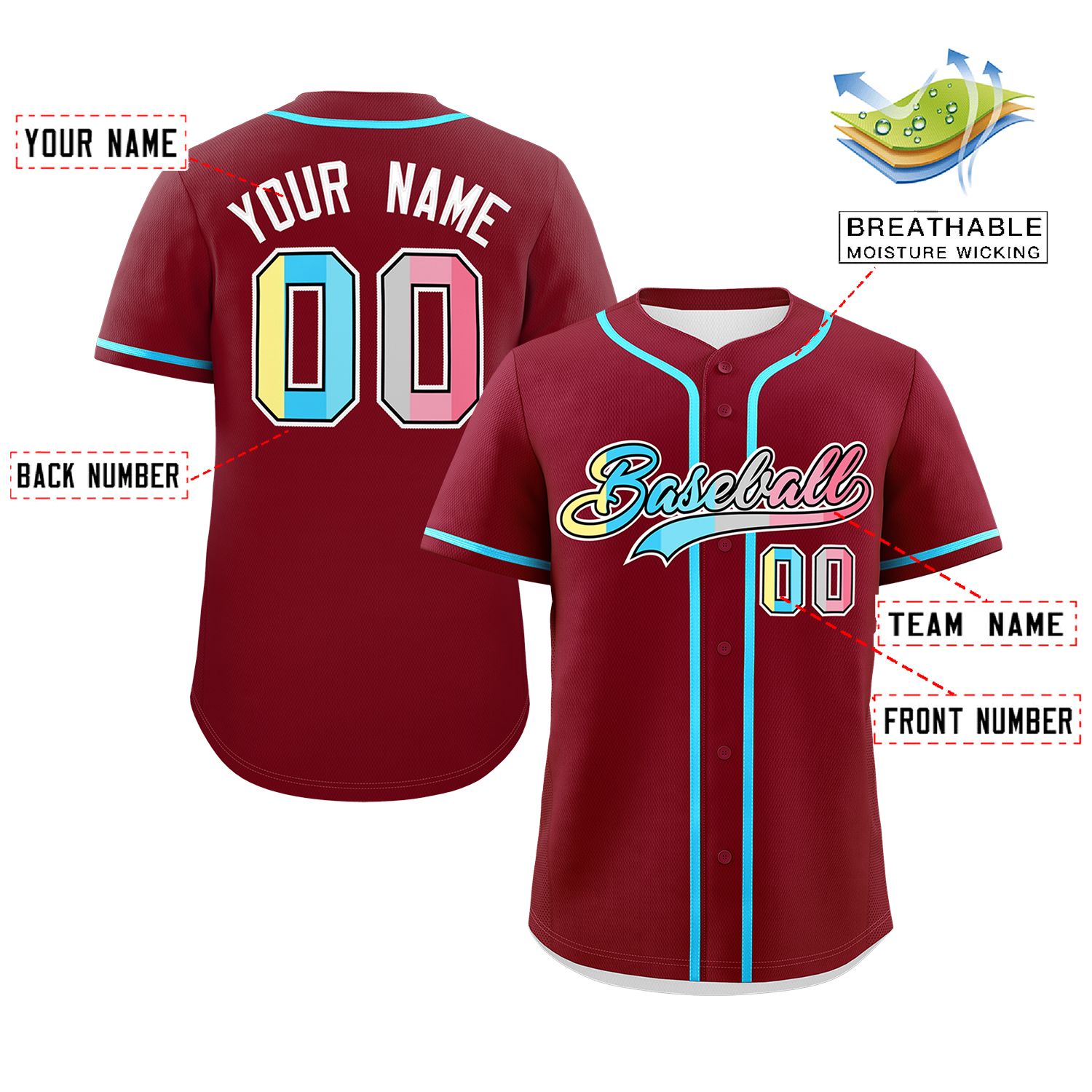 Custom Crimson Genderflux For Pride Month Classic Style Authentic Baseball Jersey