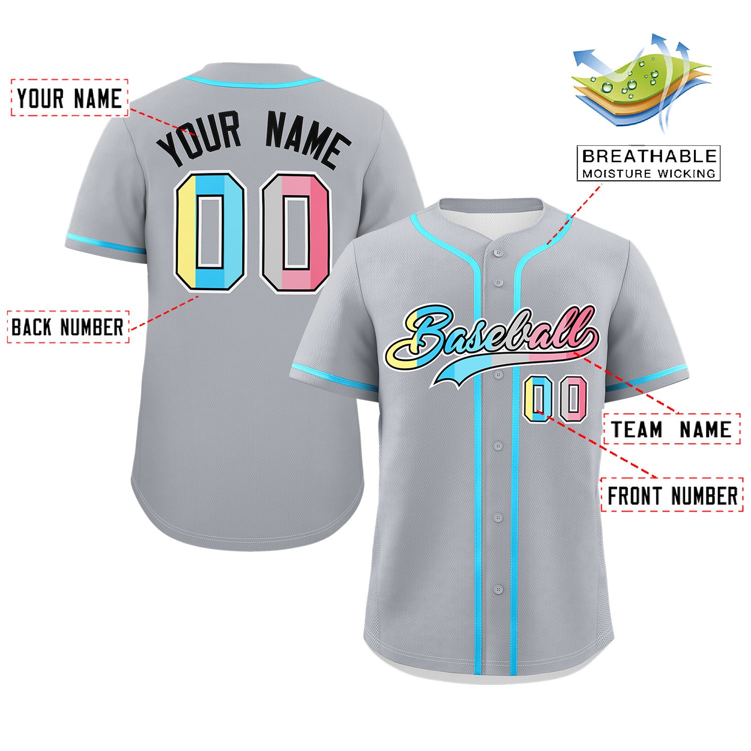 Custom Gray Genderflux For Pride Month Classic Style Authentic Baseball Jersey