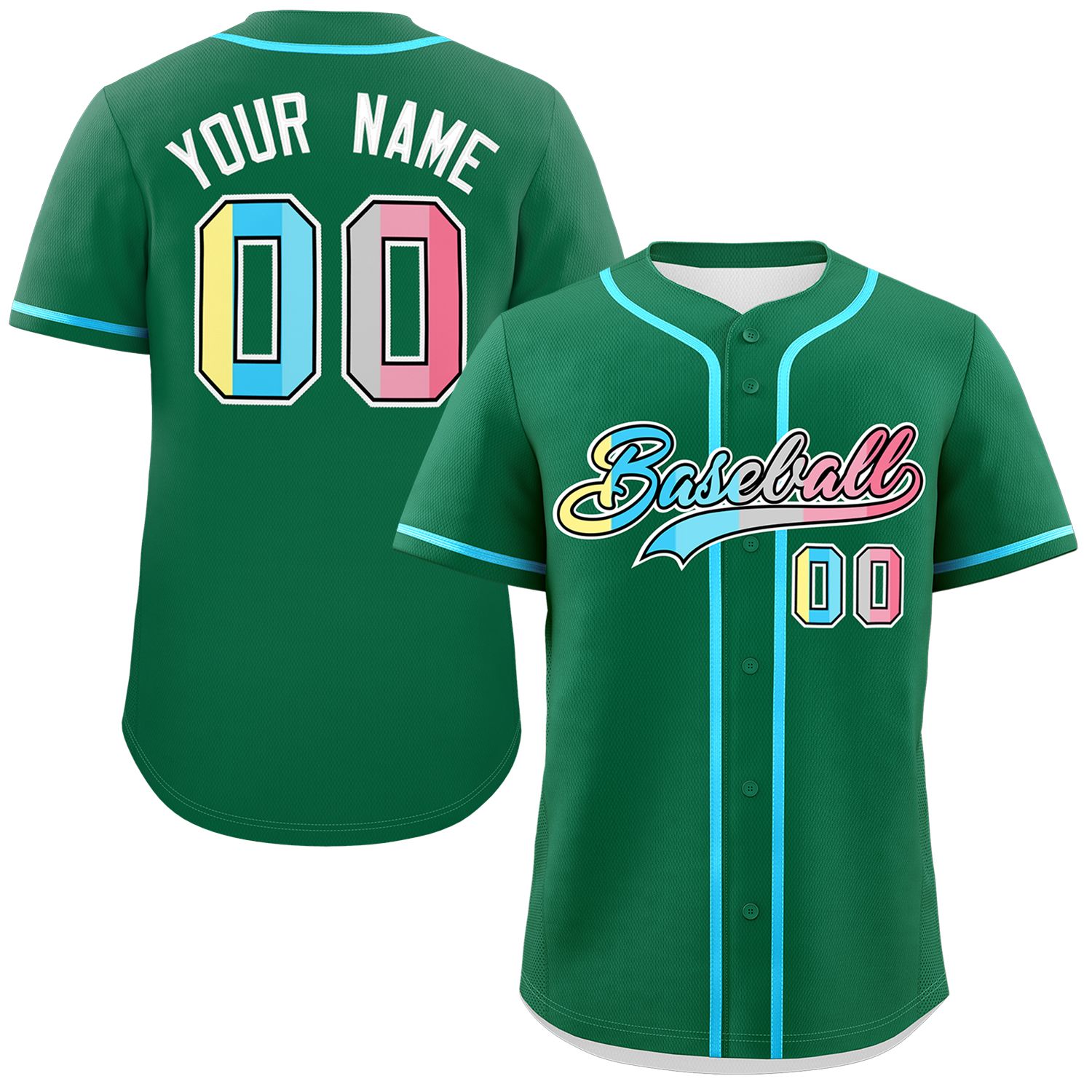 Custom Kelly Green Genderflux For Pride Month Classic Style Authentic Baseball Jersey