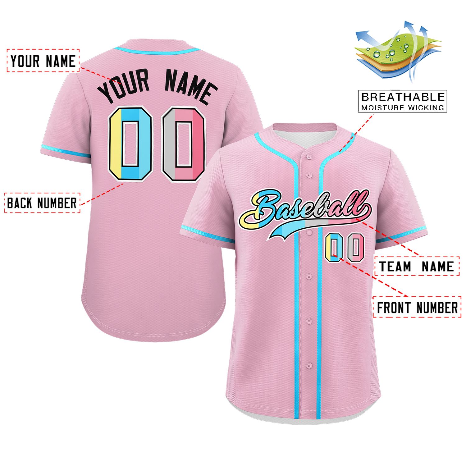 Custom Light Pink Genderflux For Pride Month Classic Style Authentic Baseball Jersey