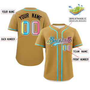 Custom Old Gold Genderflux For Pride Month Classic Style Authentic Baseball Jersey