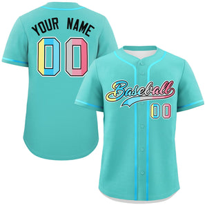 Custom Aqua Genderflux For Pride Month Classic Style Authentic Baseball Jersey