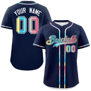 Custom Navy Genderflux For Pride Month Classic Style Authentic Baseball Jersey