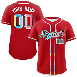 Custom Red Genderflux For Pride Month Classic Style Authentic Baseball Jersey