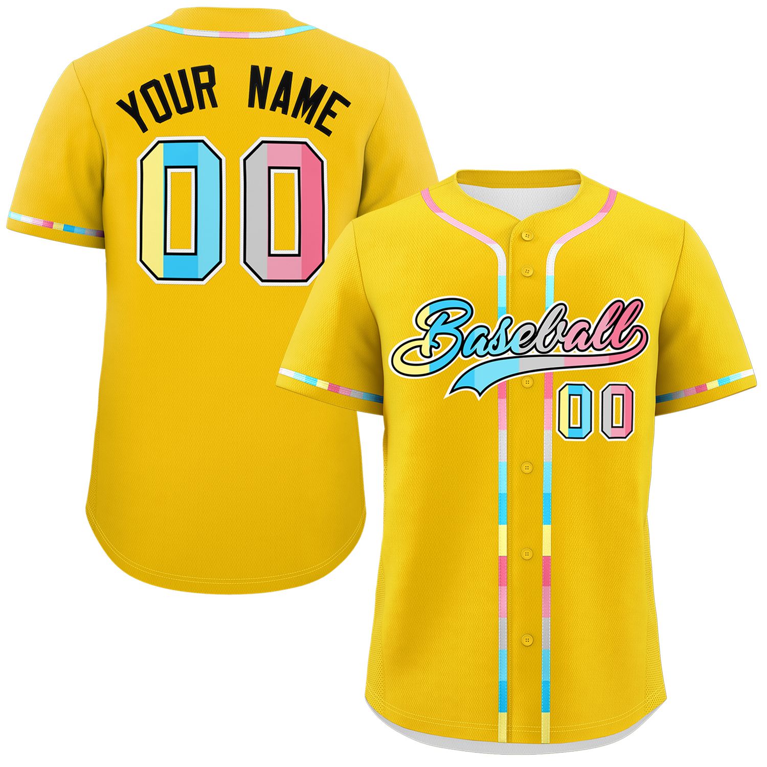 Custom Gold Genderflux For Pride Month Classic Style Authentic Baseball Jersey