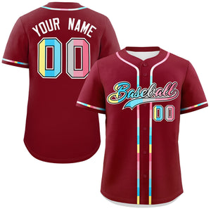 Custom Crimson Genderflux For Pride Month Classic Style Authentic Baseball Jersey