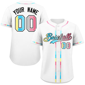 Custom White Genderflux For Pride Month Classic Style Authentic Baseball Jersey