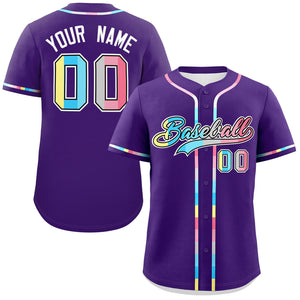 Custom Purple Genderflux For Pride Month Classic Style Authentic Baseball Jersey