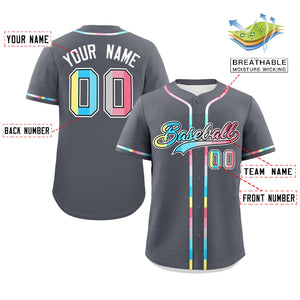 Custom Dark Gray Genderflux For Pride Month Classic Style Authentic Baseball Jersey