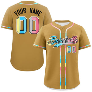 Custom Old Gold Genderflux For Pride Month Classic Style Authentic Baseball Jersey