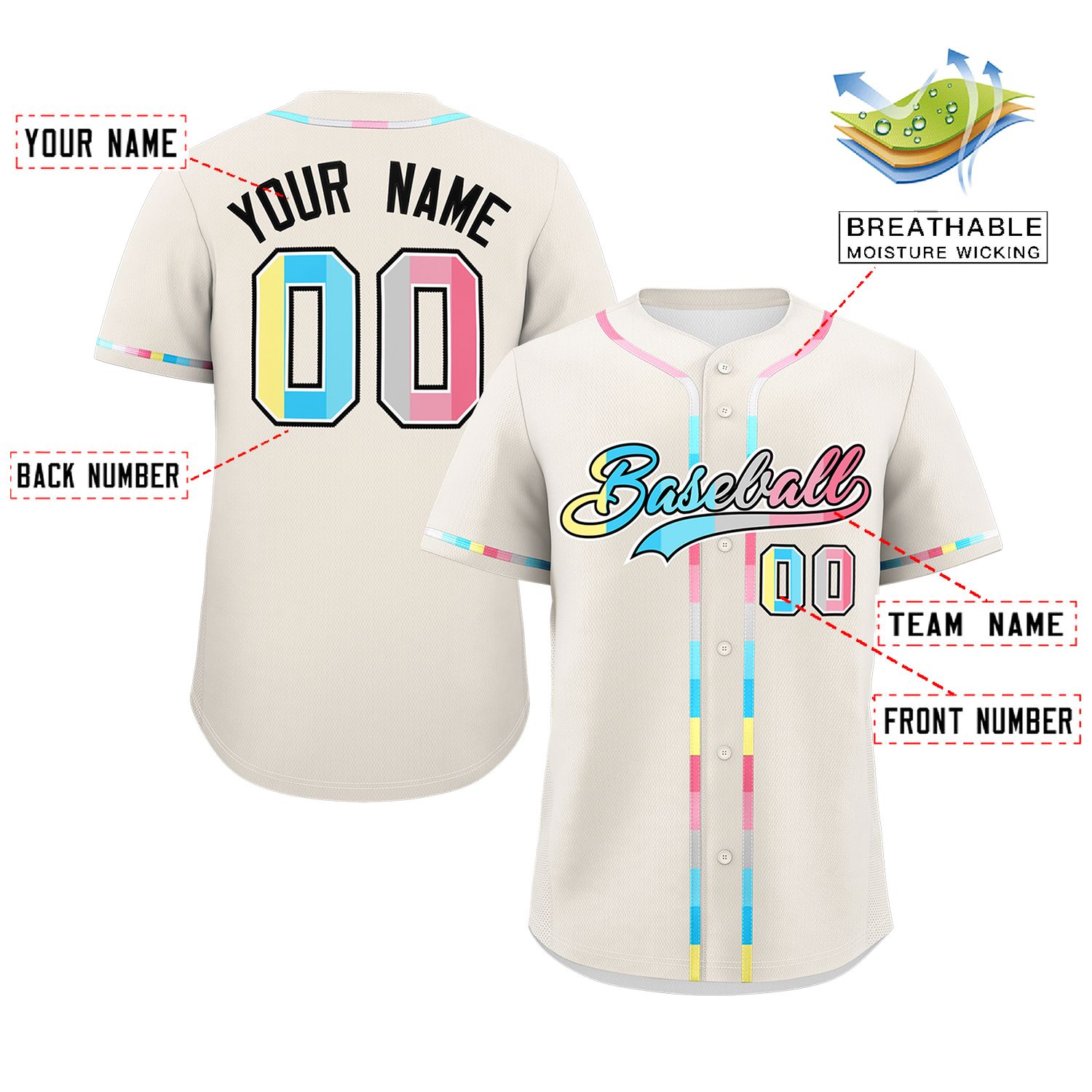 Custom Cream Genderflux For Pride Month Classic Style Authentic Baseball Jersey