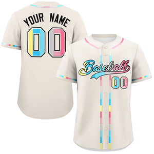 Custom Cream Genderflux For Pride Month Classic Style Authentic Baseball Jersey