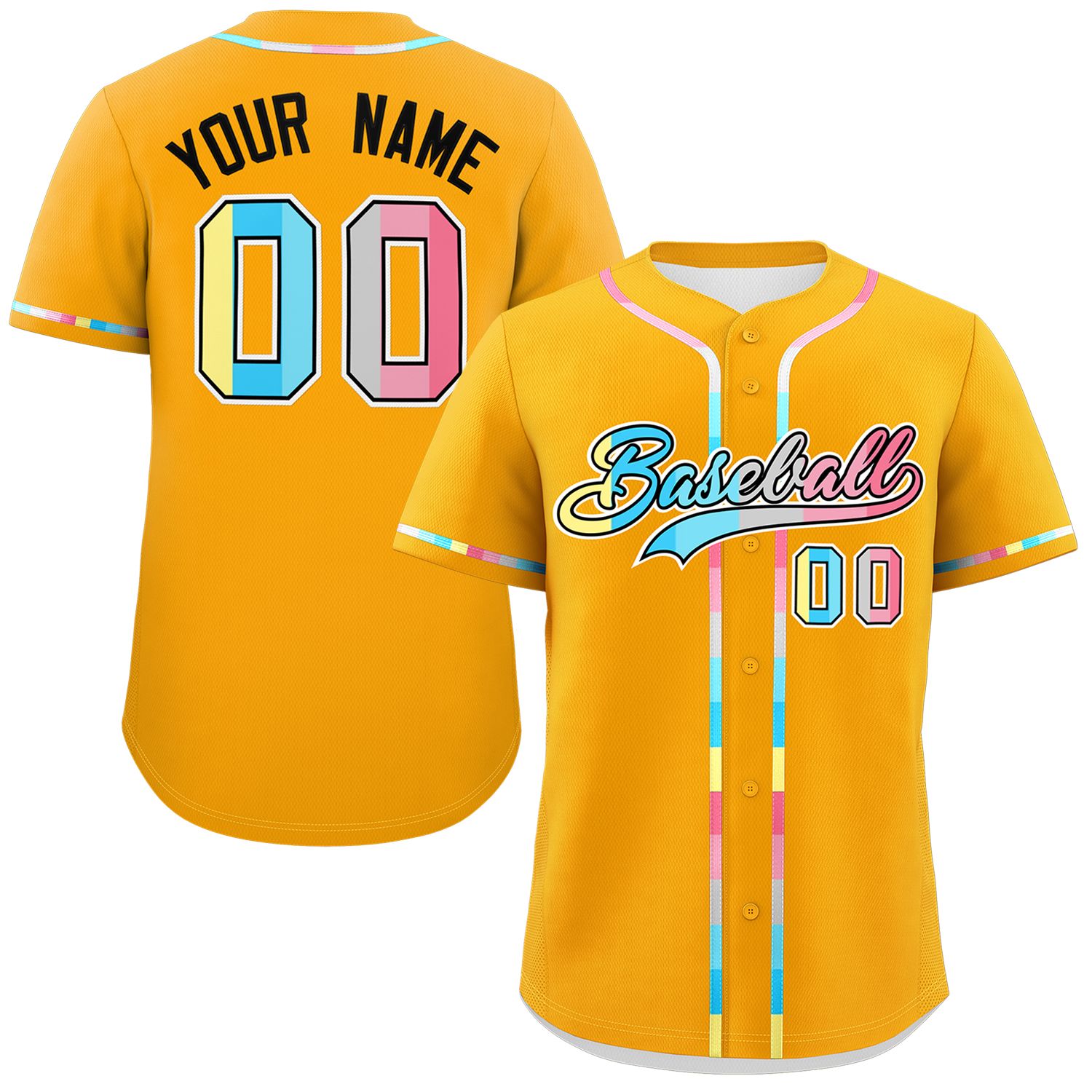 Custom Yellow Genderflux For Pride Month Classic Style Authentic Baseball Jersey