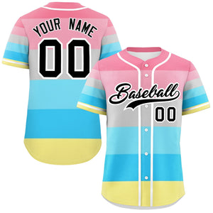 Custom Rainbow Genderflux For Pride Month Color Block Authentic Baseball Jersey