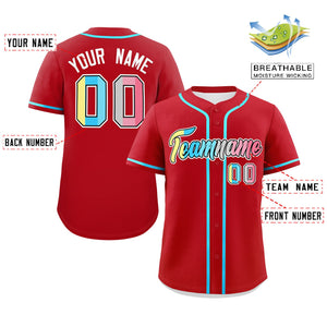 Custom Red Genderflux For Pride Month Classic Style Authentic Baseball Jersey