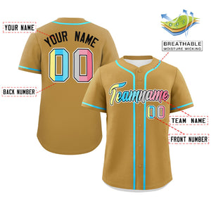 Custom Old Gold Genderflux For Pride Month Classic Style Authentic Baseball Jersey