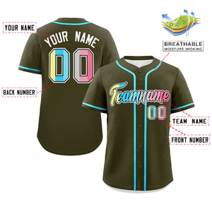 Custom Olive Genderflux For Pride Month Classic Style Authentic Baseball Jersey