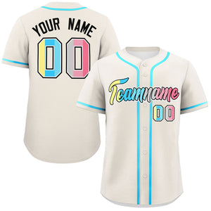 Custom Cream Genderflux For Pride Month Classic Style Authentic Baseball Jersey