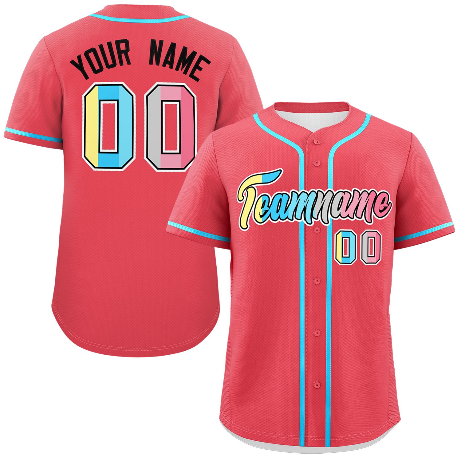 Custom Light Red Genderflux For Pride Month Classic Style Authentic Baseball Jersey