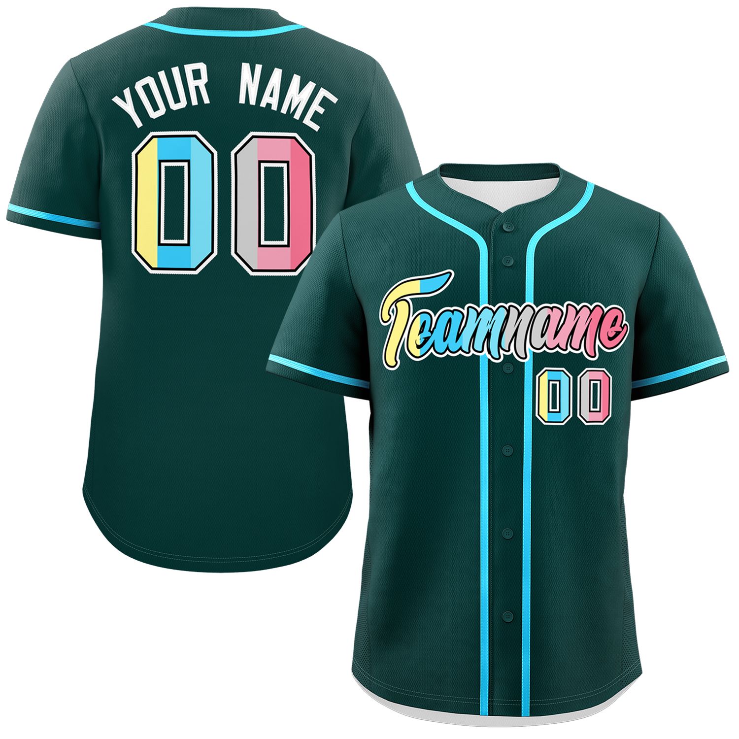 Custom Midnight Green Genderflux For Pride Month Classic Style Authentic Baseball Jersey