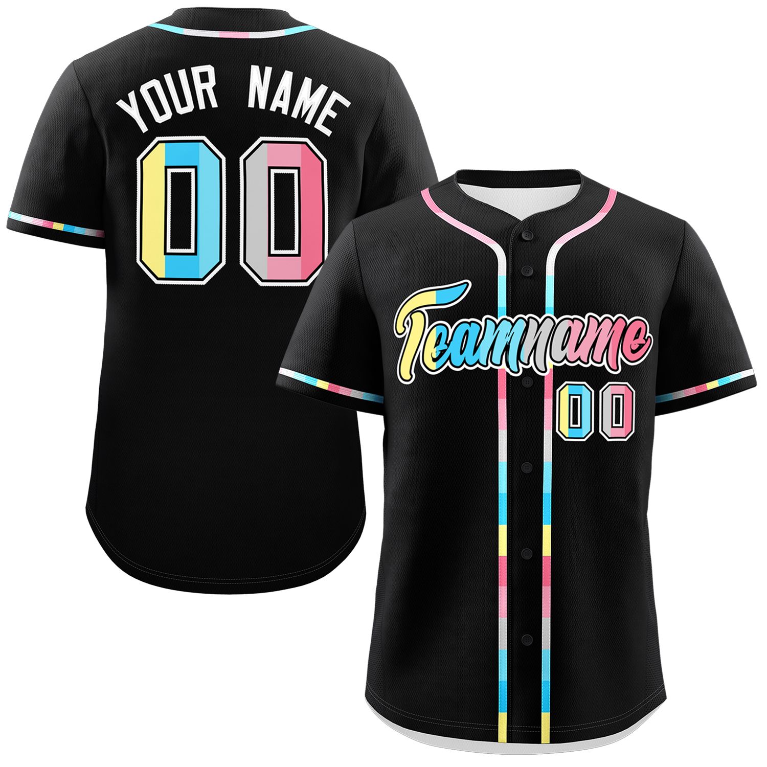 Custom Black Genderflux For Pride Month Classic Style Authentic Baseball Jersey