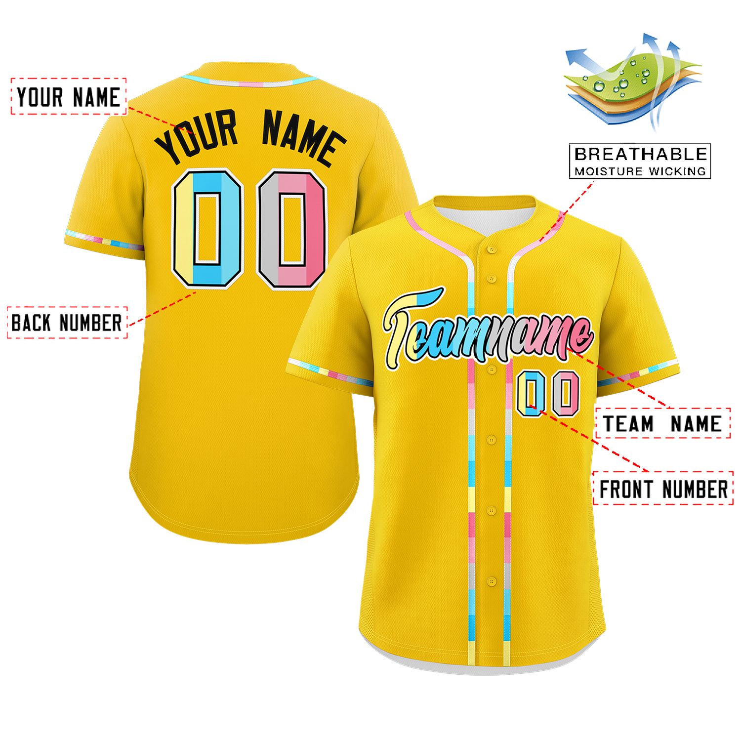 Custom Gold Genderflux For Pride Month Classic Style Authentic Baseball Jersey