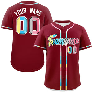 Custom Crimson Genderflux For Pride Month Classic Style Authentic Baseball Jersey