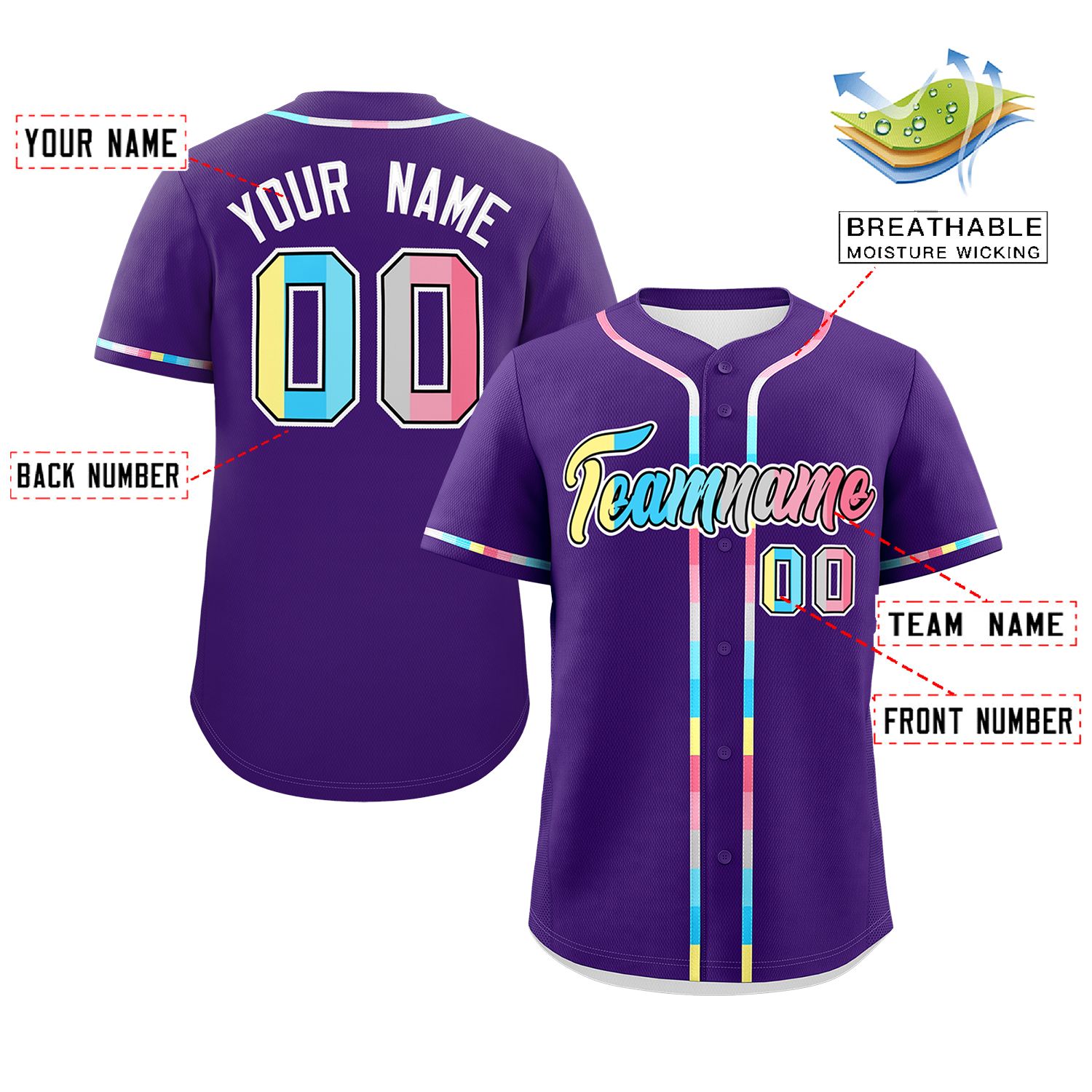 Custom Purple Genderflux For Pride Month Classic Style Authentic Baseball Jersey