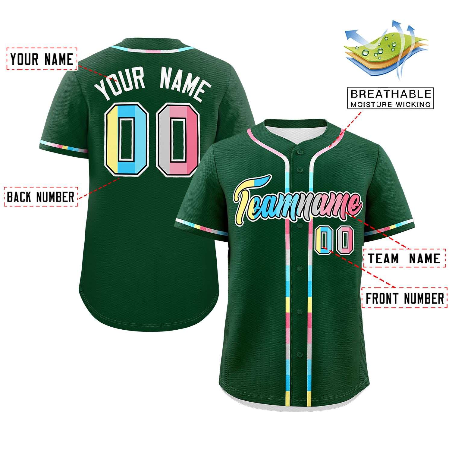 Custom Green Genderflux For Pride Month Classic Style Authentic Baseball Jersey