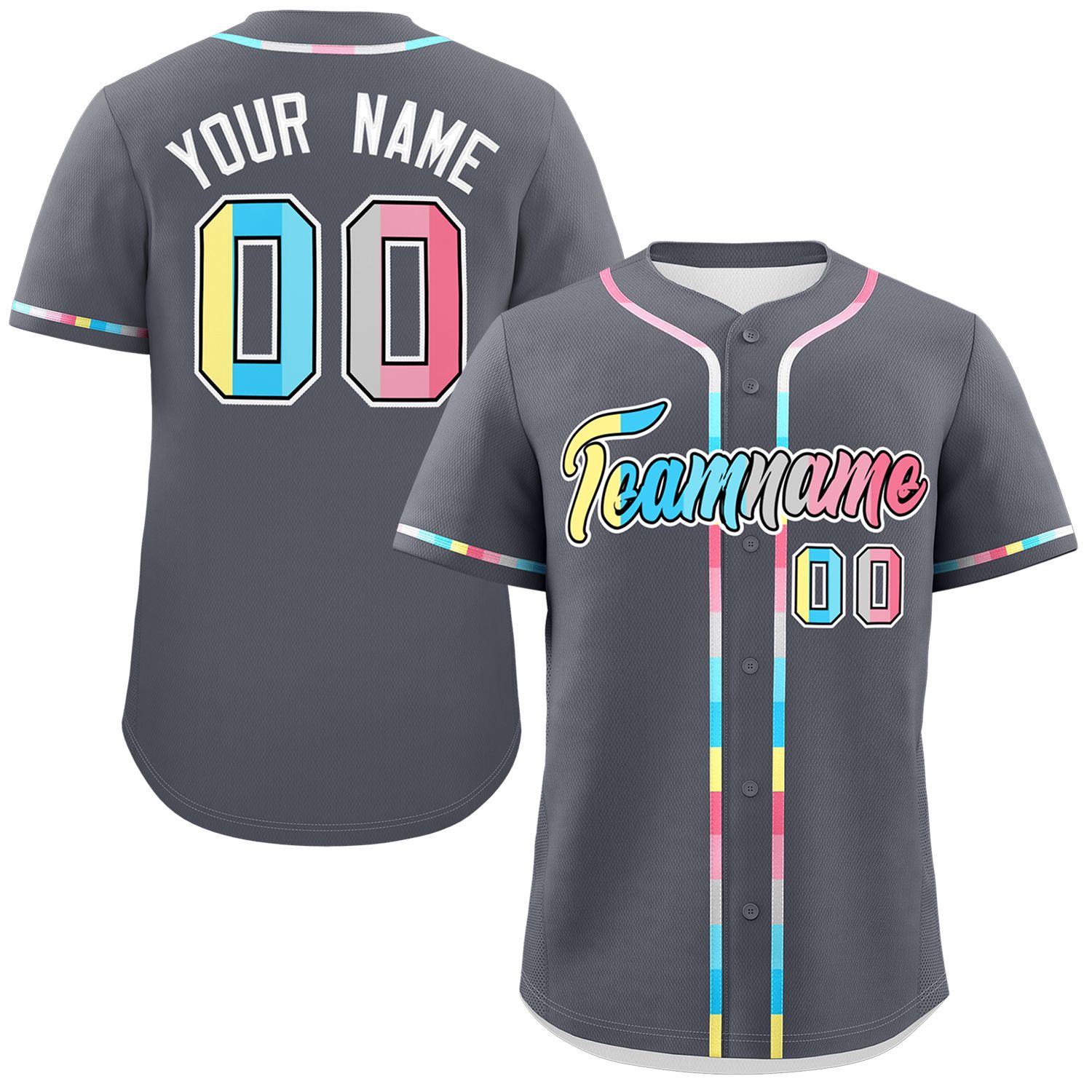 Custom Dark Gray Genderflux For Pride Month Classic Style Authentic Baseball Jersey