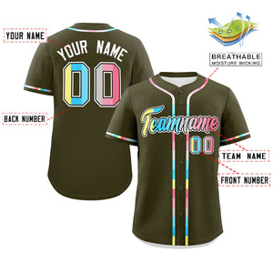 Custom Olive Genderflux For Pride Month Classic Style Authentic Baseball Jersey