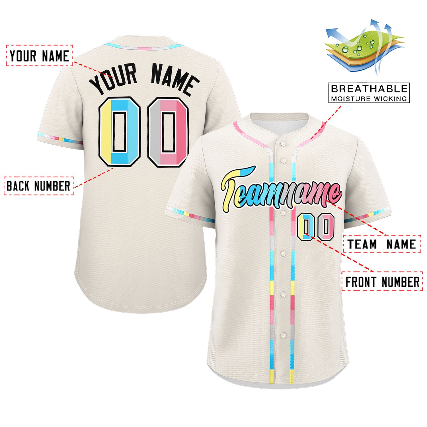 Custom Cream Genderflux For Pride Month Classic Style Authentic Baseball Jersey