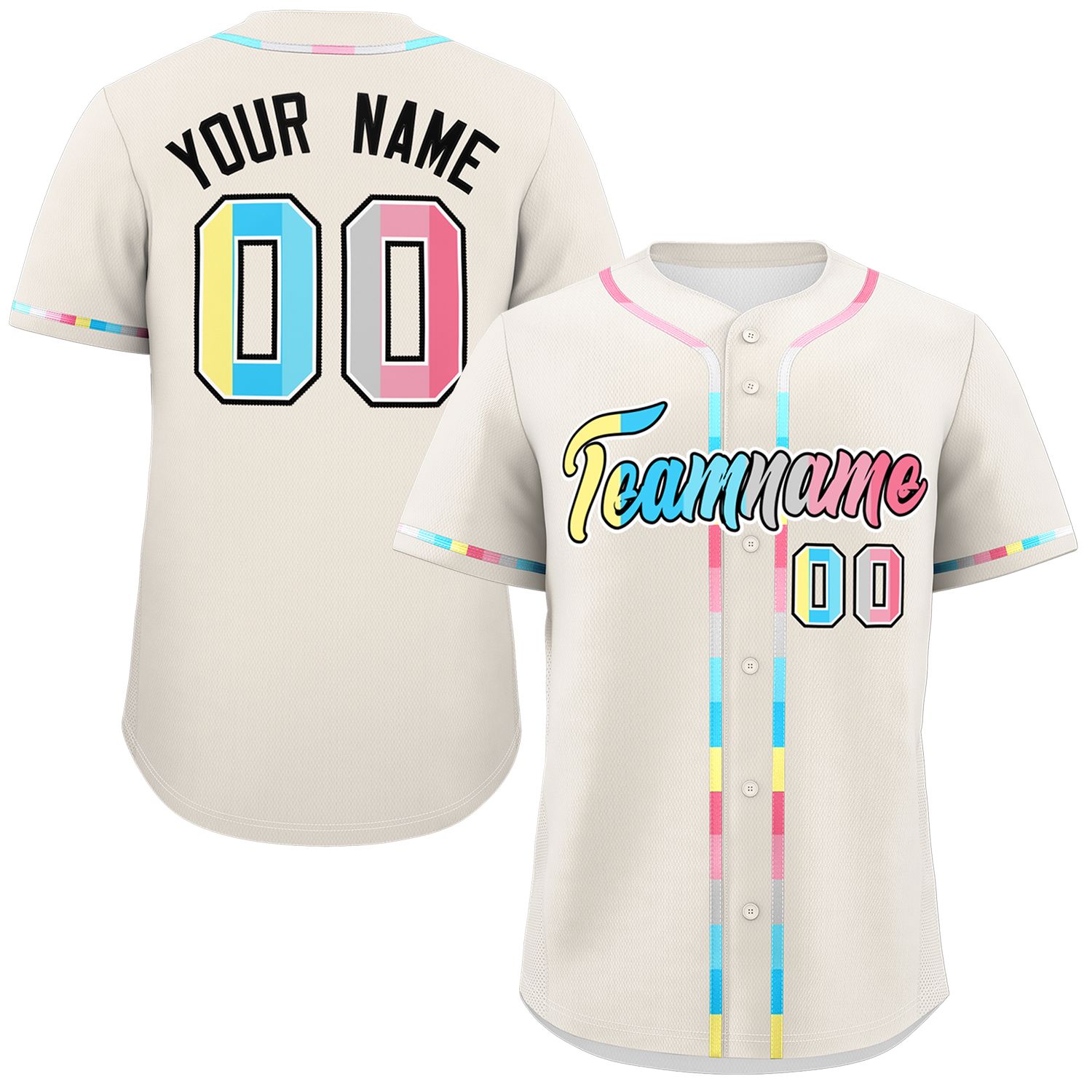 Custom Cream Genderflux For Pride Month Classic Style Authentic Baseball Jersey