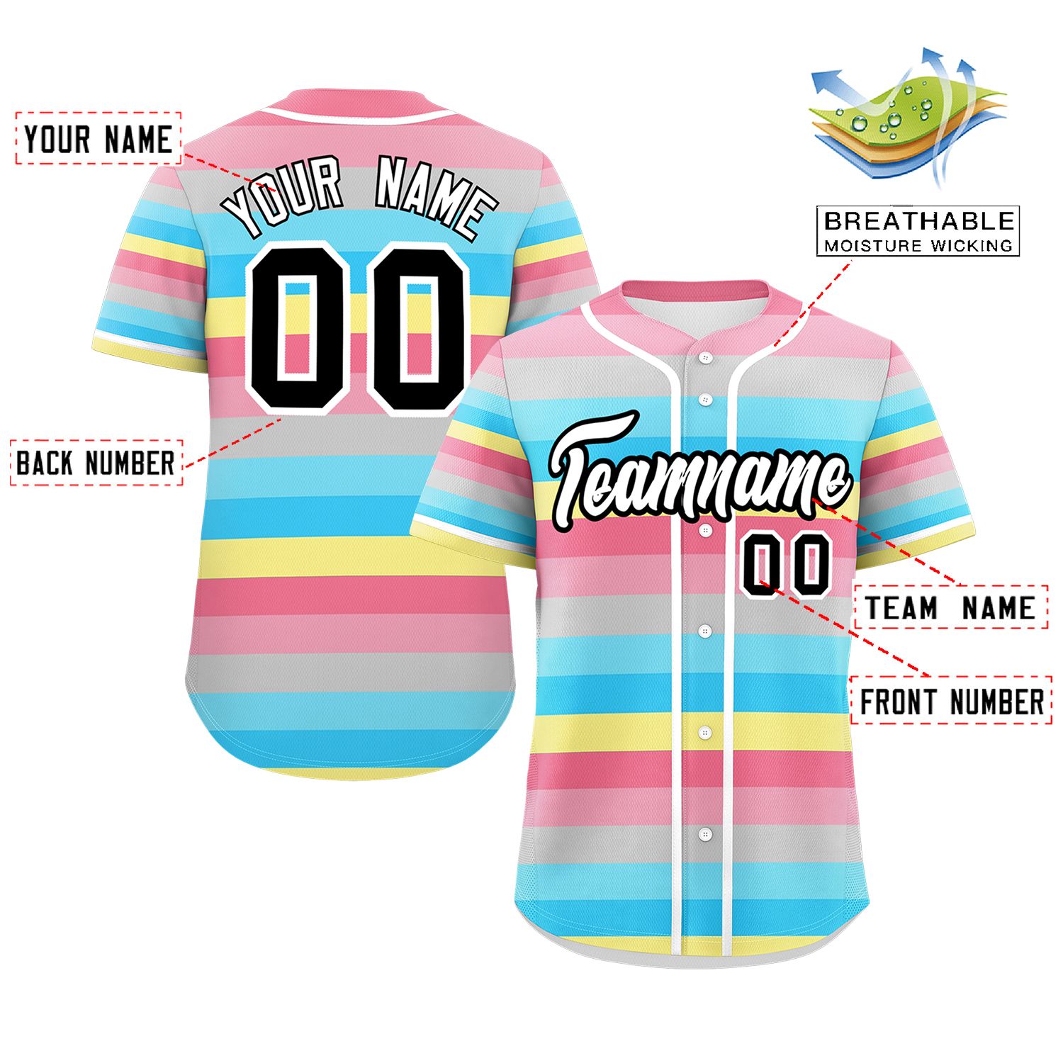 Custom Rainbow Genderflux For Pride Month Color Block Authentic Baseball Jersey