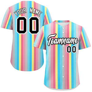 Custom Rainbow Genderflux For Pride Month Color Block Authentic Baseball Jersey