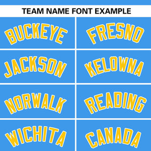 Custom Powder Blue Gold Personalized Flame Graffiti Pattern Authentic Baseball Jersey