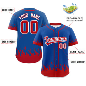 Custom Royal Red Personalized Flame Graffiti Pattern Authentic Baseball Jersey