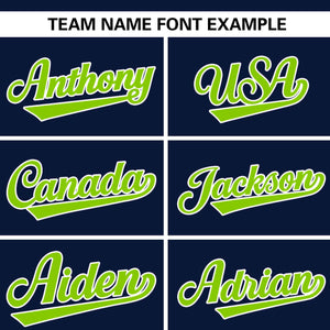 Custom Navy Neon Green Personalized Flame Graffiti Pattern Authentic Baseball Jersey