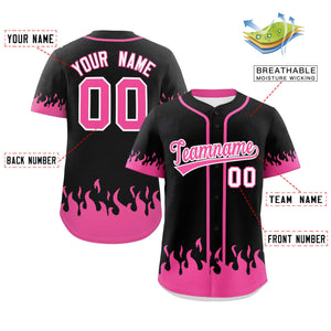 Custom Black Pink Personalized Flame Graffiti Pattern Authentic Baseball Jersey