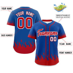 Custom Royal Red Personalized Flame Graffiti Pattern Authentic Baseball Jersey