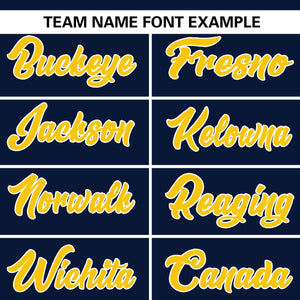 Custom Navy Gold Personalized Flame Graffiti Pattern Authentic Baseball Jersey