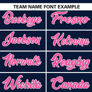 Custom Navy Pink Personalized Flame Graffiti Pattern Authentic Baseball Jersey